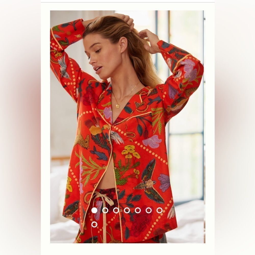 Rosa de Weerd for Anthropologie Flannel Sleep Top Size SP Color:
ORANGE MOTIF